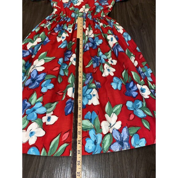 CGJ Vintage 80s Blue Floral Midi Button Dress Size 7 - Picture 15 of 16